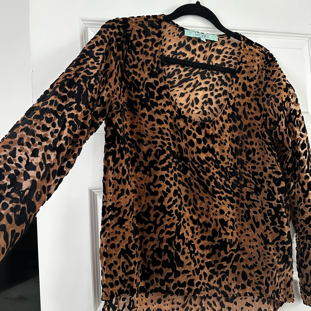 Karlie Brown and Black Leopard Print Blouse